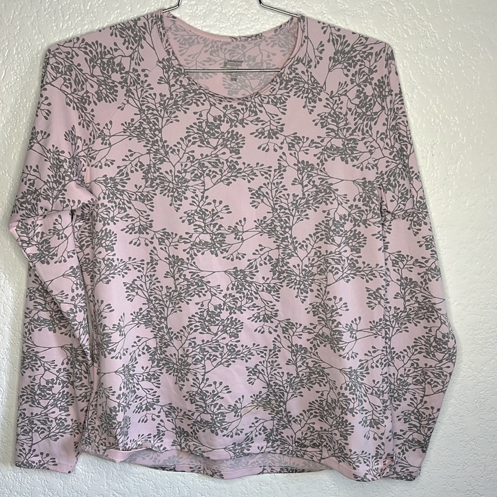 Patagonia performance base layer capiene floral pink long sleeve top size large